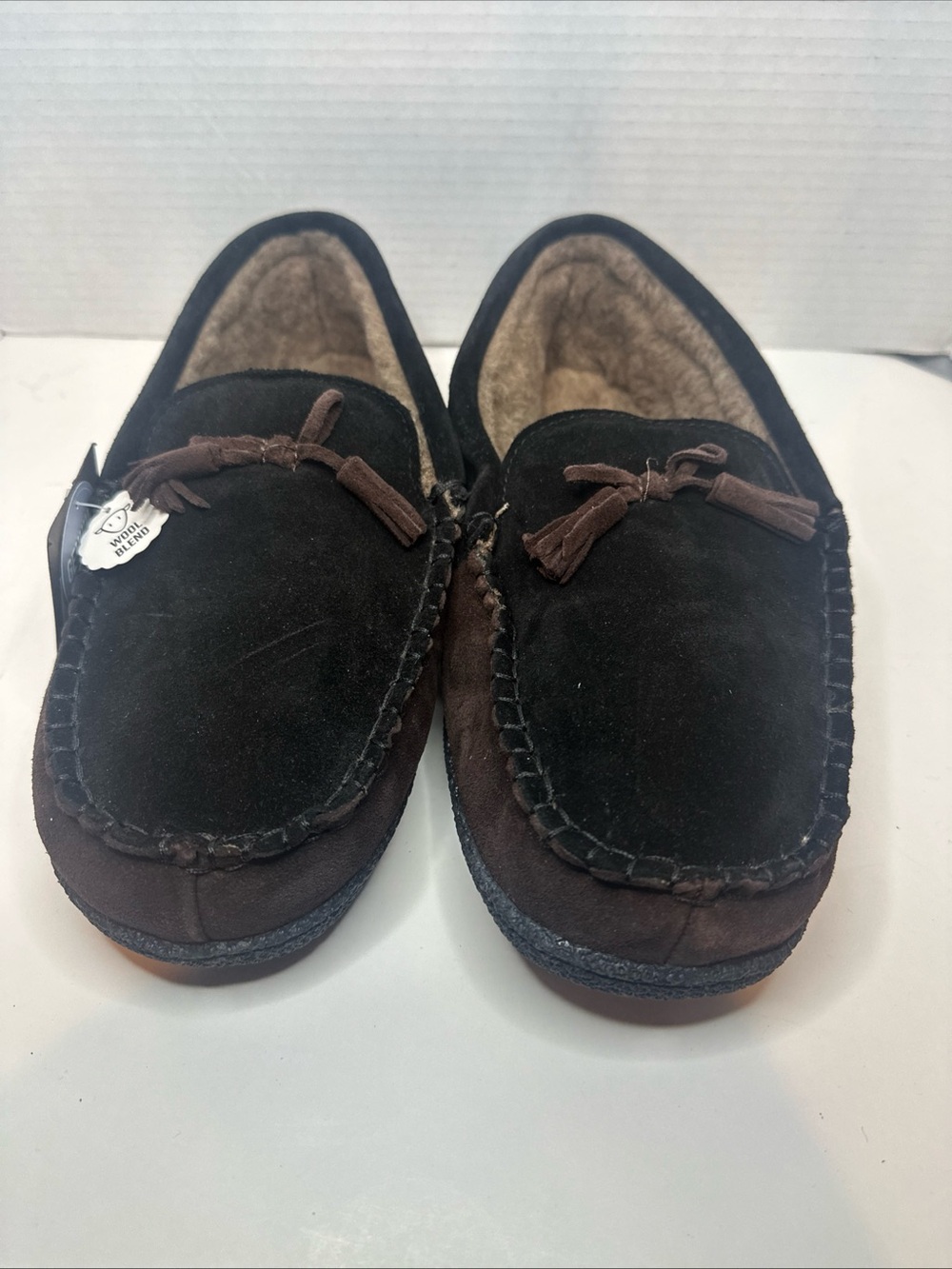 Muk Luks Men's Black and Brown Suede Tassel Slip-Ons
